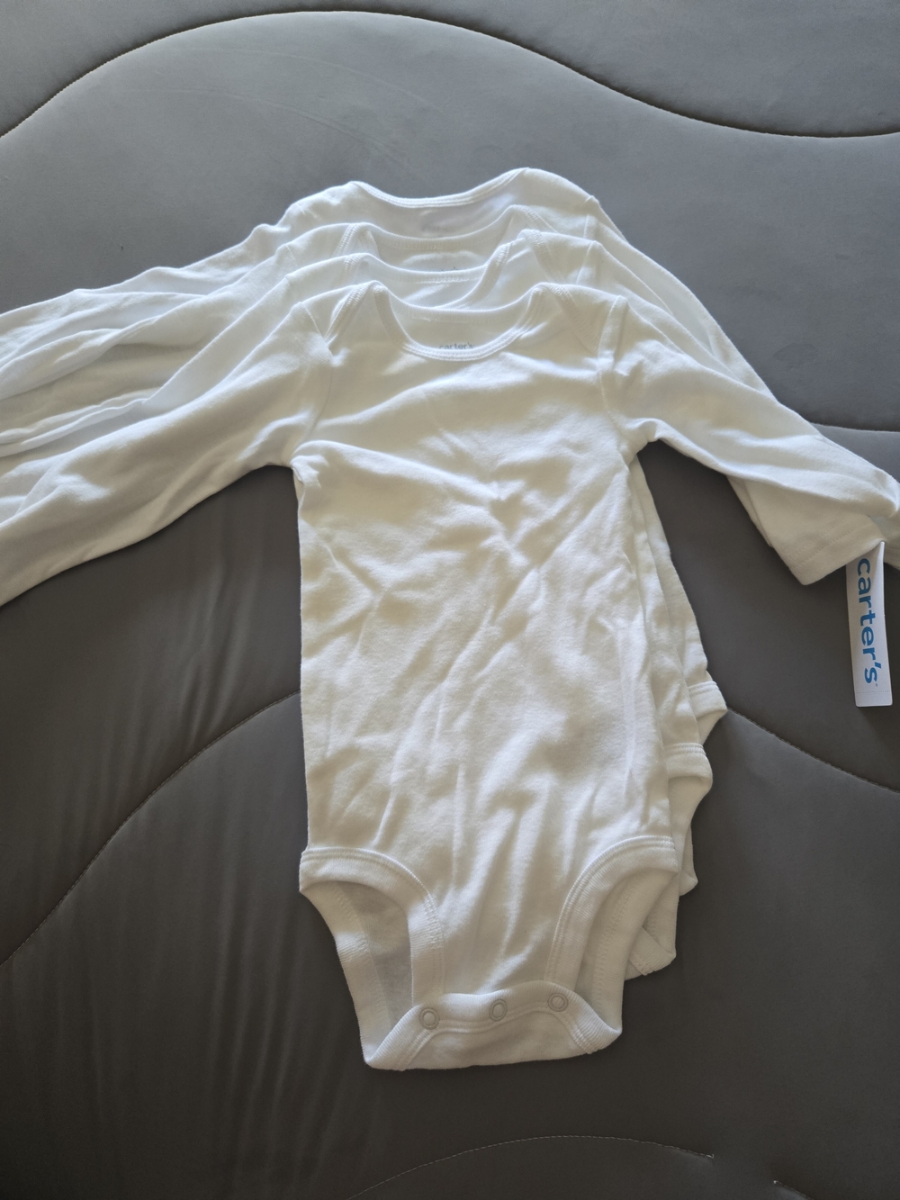 4 Carter White Long Sleeve Baby Bodysuit